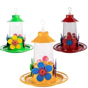 Imagem de Kit 3 Bebedouros para Beija-Flor, Casa Jardim, Flor, Bandeja com Poleiro, Colorido, 250ml Cada