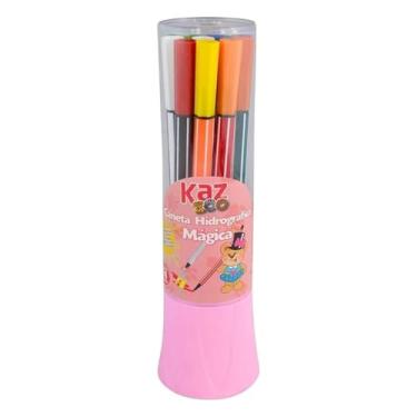 Imagem de Caneta Hidrográfica Mágica ZOO 12 Cores Degrade Embalagem Rosa Conjunto de Canetinhas Coloridas para Desenho e Pintura