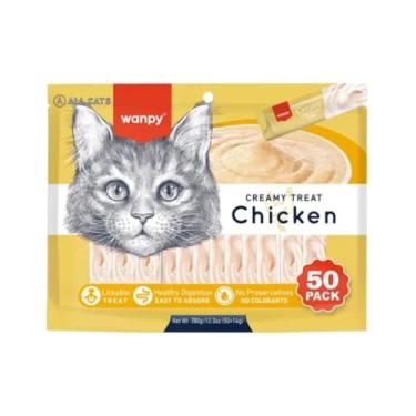 Imagem de Petisco para gatos Wanpy Creamy Frango Pacote com 50 tubos de 14g - 700g