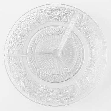 Imagem de Petisqueira Redonda com 3 Divisórias 25cm – Vidro Resistente | Ideal para Servir Frios, Petiscos e Aperitivos | Design Decorado e Elegante | Para Mesa Posta.