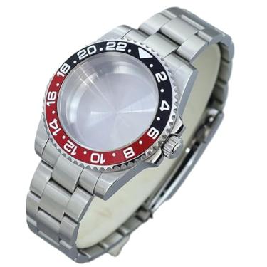 Imagem de FEIYASHI Caixa de relógio de inserção de bisel de cerâmica de duas cores GMT de mergulho Vidro de cristal de safira para NH35 34 36 Miyota8215 2824 Movimento Mostrador de 28,5 mm, Tampa inferior