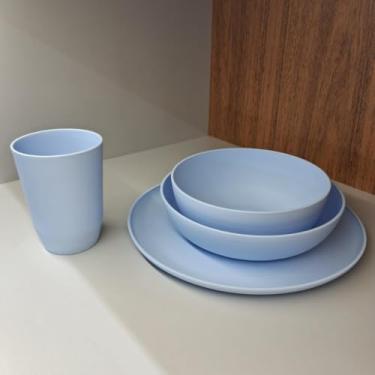 Imagem de Kit Peças para Refeições - Prato Raso, Fundo, Bowl e Copo | Conjunto em Plástico para Dia a Dia(AZUL NUVEM)