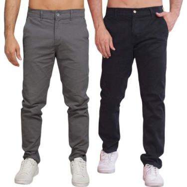 Imagem de Kit 2 Calça Sarja Masculina Calca Masculino Com Lycra Elastano - NoBra