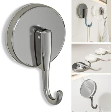 Imagem de Gancho de chuveiro com ventosa para espelho de azulejo de vidro e superfícies metálicas cinza, 1 peça