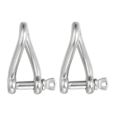 Imagem de Manilha torcida de aço inoxidável 316 5/81.3 cm 4 mm, pacote com 2 89.8 kg de pino de parafuso de carga para cabos de aço de tração, acessórios de manuseio marítimo