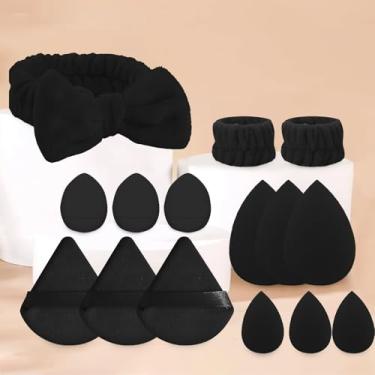 Imagem de Conjunto de esponja de maquiagem com 15 peças, ferramentas cosméticas, corretivo, pó, esponjas, kit de pulseira para lavar o rosto