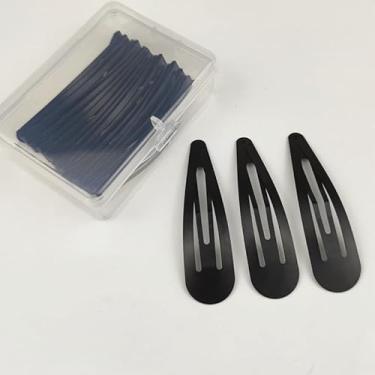 Imagem de 12 peças de grampos de cabelo para mulheres simples preto fosco grampo de cabelo básico de aço invisível acessórios de cabelo presente (clipe de gota de água grande, 12 caixas)
