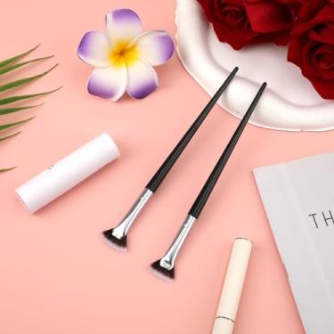 Imagem de 2 pincéis de rímel para cílios, escova de cílios recortada de cabeça chata em forma de leque, separador, pente de cílios, ferramenta de maquiagem para sobrancelhas, sombras de olhos