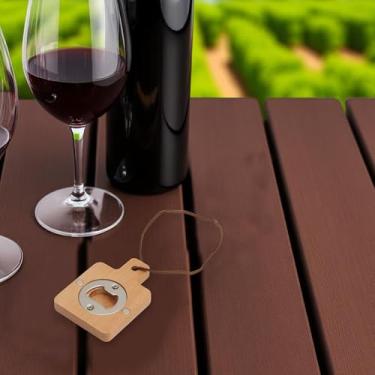 Imagem de Generic 1 abridor de garrafas magnético simples abridor de garrafas madeira de faia ímã de madeira marrom claro 6 x 8,5 x 1,2 cm