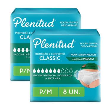 Imagem de Kit 2 Roupa Íntima Plenitud Classic Tamanho P/M 8 Unidades