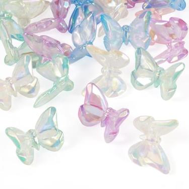 Imagem de Spritewelry 20 peças de contas de acrílico para chaveiro colorido bonito laço contas iridescentes folgadas espaçador artesanato laço contas para fazer joias pulseira colar