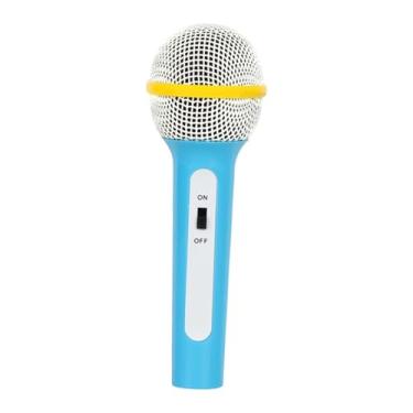 Imagem de Esquirla Microfone de brinquedo para atividades, gravação de shows, lembrancinha de festa, acessório versátil para entrevistas, microfones de palco para cantar, Azul