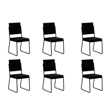 Imagem de Kit 6 Cadeiras De Cozinha 1736 6 Uni Preto- Courano Preto - Carraro