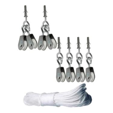 Imagem de 2X Super Kit Reposição Roldana Varal Teto Apto Casa + 13M Co