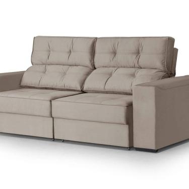 Imagem de Sofá 3 Lugares Retrátil e Reclinável 218cm para Sala de Estar Eros Bege