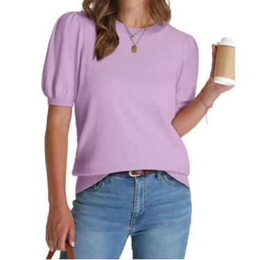 Imagem de Suéter de manga curta WIHOLL feminino roxo claro tamanho 2GG