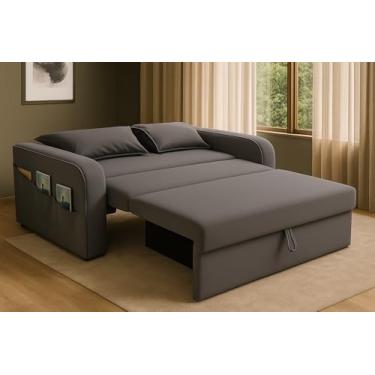 Imagem de Sofá Cama Com Baú 2 Lugares 140cm Lady Day Retrátil Com Almofadas Veludo Cinza Aconchegante