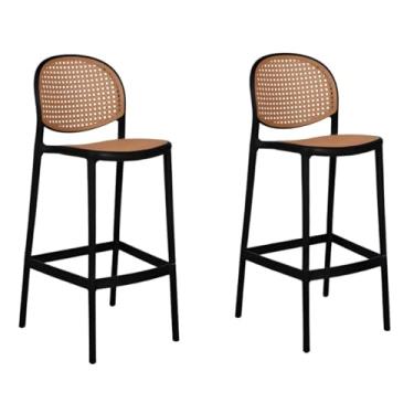 Imagem de Kit 2 Banquetas Altas Positano 75cm Estilo Rattan em Polipropileno – Design Moderno, Confortável e Resistente para Cozinha, Varanda e Área Gourmet