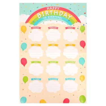 Imagem de Quadro Aniversário, Colorido Happy Birthday Pôster Calendário com Design Confete Reutilizável Decoração Quadro Avisos Escolar para Escola Materiais Professores de Volta às Aulas (Estilo 1)