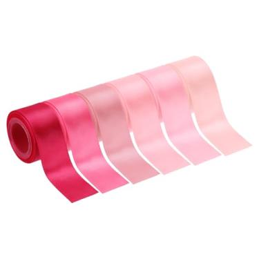 Imagem de PATIKIL Fita de cetim sólida de 3,5 cm x 30 metros, 6 peças de rolo de fita de tecido de poliéster face única para embrulho de presente, casamento, aniversário, buquê de cabelo, decoração DIY, rosa