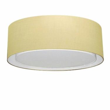 Imagem de Plafon Cilíndrico Duplo Vivare Md-3038 Cúpula Em Tecido 80x30cm - Bivolt Algodão-crú 127/220v