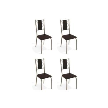 Imagem de Kit 4 Cadeiras Sala Jantar Lisboa 4C076  4 Un Níquel/Courano Preto - Kappesberg