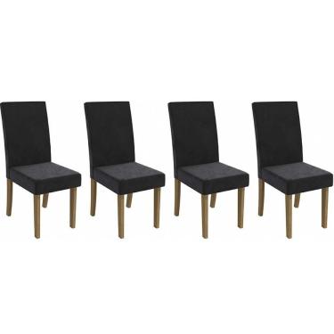 Imagem de Cadeira Sala De Jantar 2cad131fr Kit 4 Un Freijo-suede Preto A038 - Kappesberg