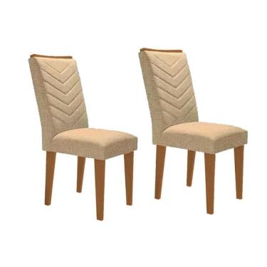 Imagem de Cadeira Sala De Jantar Londrina Kit 2 Un Madeira Capuccino-linho Bege Turim - Rufato