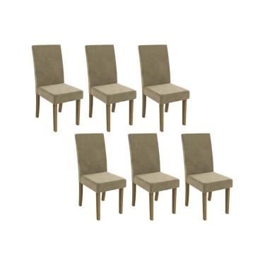 Imagem de Cadeira Sala De Jantar 2cad131fr Kit 6 Un Freijo Suede Deluxe Bege