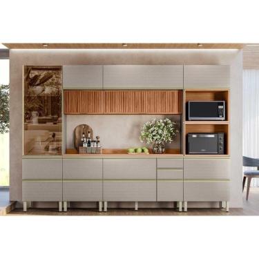 Imagem de Cozinha Completa Proença 6 Peças (2aéreos+2balcões+1torrequente+1cristaleira) C6p96 Nogueira Touch-nude Prime - Demóbile