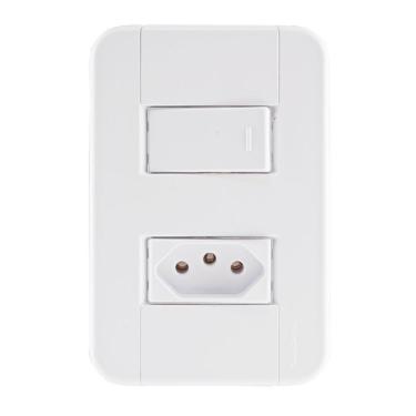 Imagem de Conjunto 4x2 Com 1 Interruptor Simples 10 A 250 V E 1 Tomada 2p+t 10 A 250 V Tablet Bran