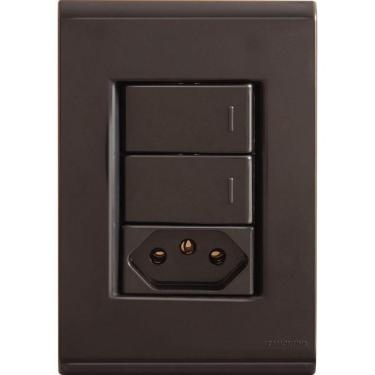 Imagem de Conjunto 4x2 Com 2 Interruptores Simples 10 A 250 V E 1 Tomada 2p+t 10 A 250 V Liz Grafit