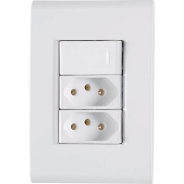 Imagem de Placa 4x2 + 1 Interruptor Simples E 2 Tomadas 2p+t 20a-250v Branco Branco - 250v