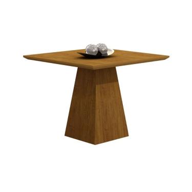 Imagem de Mesa De Sala Jantar Luna + Tampo Madeirado Reto 90x90cm Imbuia - Rufato