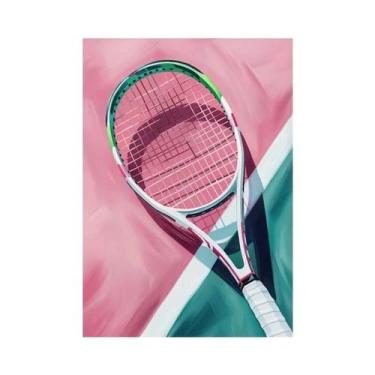 Imagem de Pintura Em Tela De Óleo De Bola De Tênis Rosa, Pôster Retrô De Menina 