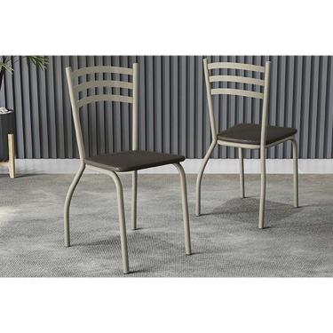 Imagem de Cadeira De Cozinha Portugal 2c007nk Aço Kit 2 Uni Niquel Courano Marrom