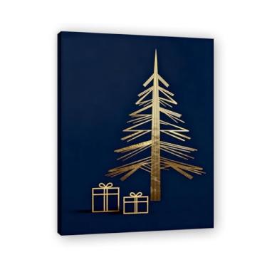 Imagem de Moldura interna. Pintura de Natal glamorosa minimalista, arte geométrica dourada, decoração de Natal moderna emoldurada para parede da sala de estar. A24. 70 x 90 cm - 27,6 x 35,4 pol