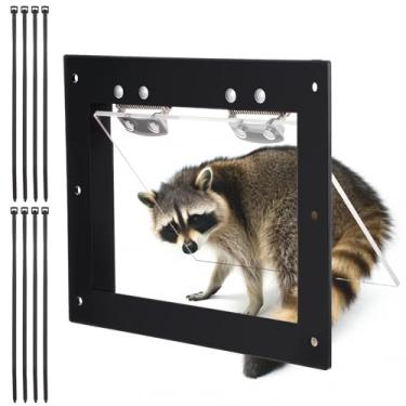 Imagem de Porta de despejo unidirecional de guaxinim com 8 fitas de gravata, 26,4 cm, repelente de guaxinim externo, fácil de instalar, armadilha de gambá de despejo à prova de cães para sótãos, fazendas