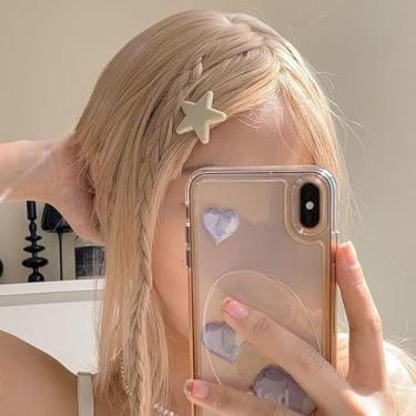 Imagem de 10 peças de clipes de cabelo de acrílico em forma de coração fashion feminino estilo doce acessório de cabeça BB grampos de cabelo presentes, bege