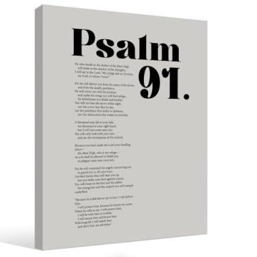 Imagem de STHTTSW Decoração de parede de versículos bíblicos, arte de parede do Salmo 91, escritura inspiradora cristã, decoração de sala de oração, presentes religiosos, impressões de moldura de tela para