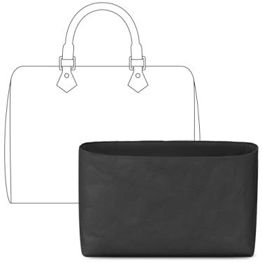 Imagem de FANJI Project Inserção organizadora de bolsa para Lv Speedy Bandoulière 30, ajuste personalizado no interior, preto fosco, leve, resistente à água, com acessórios para porta-copos