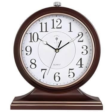 Imagem de LUMINFLY Relógio de mesa retrô, relógio de mesa vintage silencioso, relógio de cornija de 25 cm com grande mostrador luminoso, presente de decoração de casa e escritório