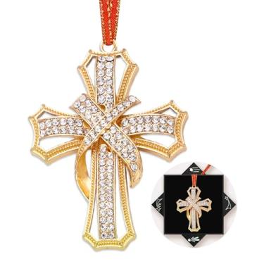 Imagem de FurniGift Enfeites de Natal cristãos de cruz de metal 2025 - Lembrança de cruz para pendurar árvore de Natal, enfeites de presépio para mulheres, crianças, meninas, mãe amiga