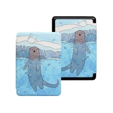 Imagem de Akacy Capa com padrão pintado para Kindle Paperwhite de 6,0 polegadas 10ª geração lançada em 2018 (Modelo: PQ94WIF) Capa protetora de couro PU com função auto despertar/hibernar/à prova d'água (33)
