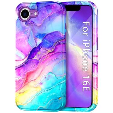 Imagem de Btscase Capa para iPhone 16e (2025), [Teste de queda de grau militar] Design de padrão de mármore fino resistente à prova de choque para mulheres meninas homens capa protetora anti-arranhões para