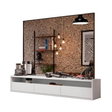 Imagem de Bancada Suspensa Para Salão De Beleza Cabeleireiro Balcão De Barbearia Suspensa Life - Branco - Moveisaqui