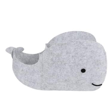Imagem de SPYMINNPOO Escaninho de Armazenamento de Feltro Em Forma de Baleia, Cesta Dobrável de Grande Capacidade para Organização Doméstica de Roupas e Brinquedos 9,8x14,6x7,9in (Cinza)