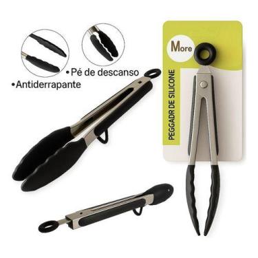 Imagem de Pegador De Silicone Para Macarrão Massas Aço Inox 34 Cm Vermelho ou Pr