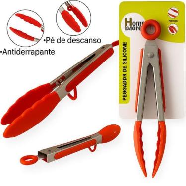 Imagem de Pegador De Silicone Para Macarrão Massas Aço Inox 34 Cm Vermelho ou Pr