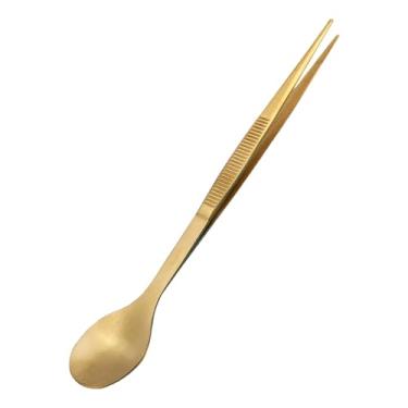 Imagem de predolo Colher E Pinça 2 em 1, Utensílio de Cozinha em aço Inoxidável, Pinça Estilo Chef Ocidental, Colher de Sopa, Colher Criativa para Servir Pratos em Fest, Ouro, Tamanho real